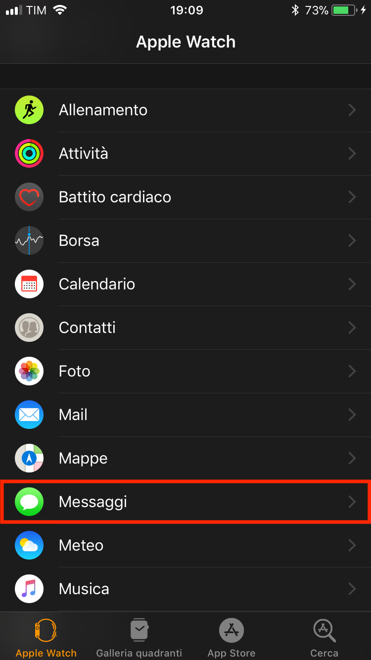 App Watch messaggi