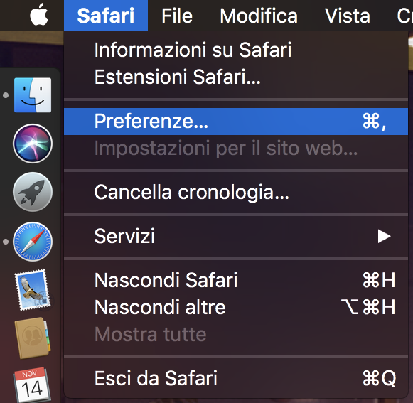 Preferenze Safari Mac